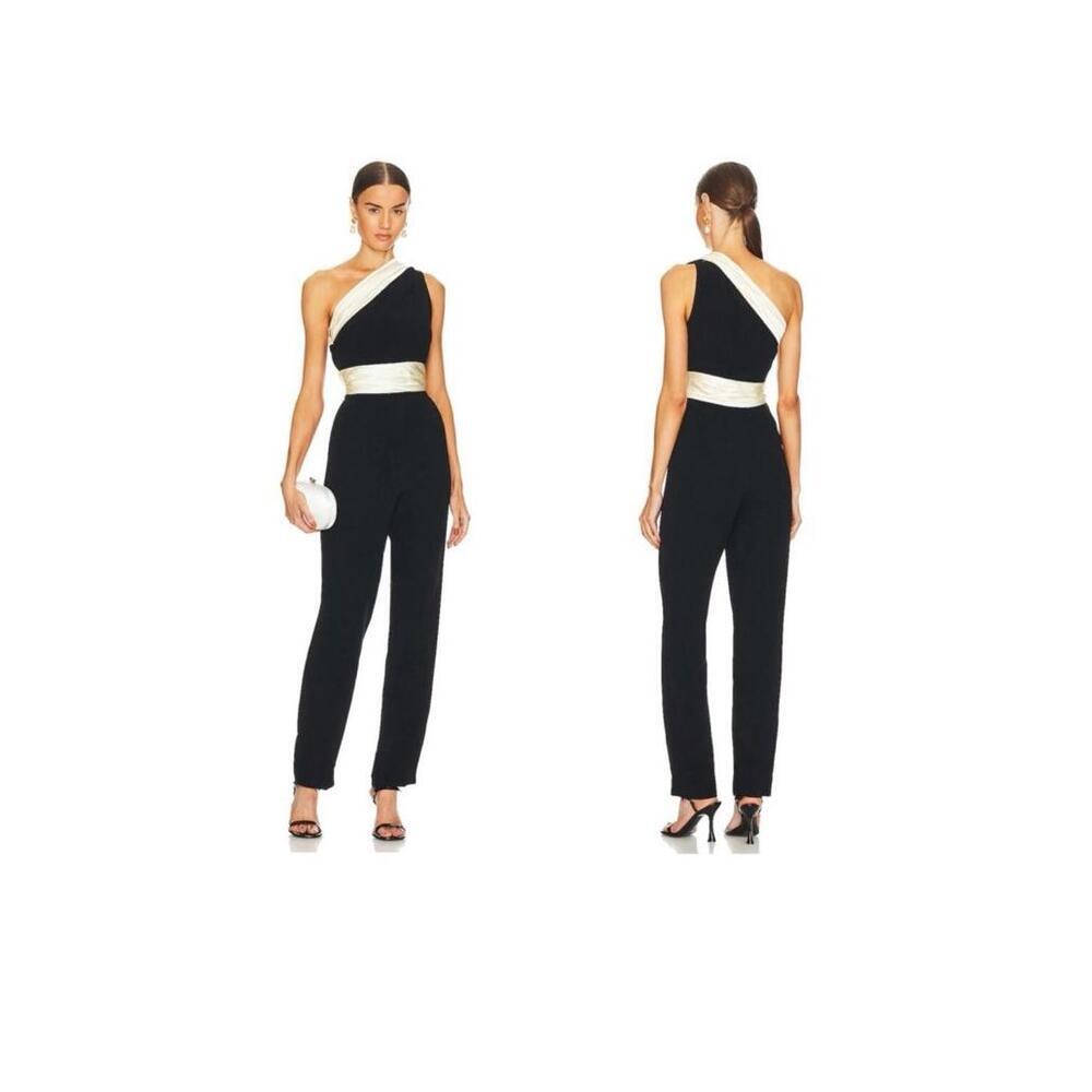 Elegant Black and White One-Shoulder Jumpsuit
